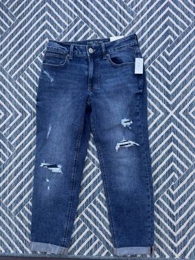 Maurices Women's Medium-Dark Blue Distressed Boyfriend Jeans